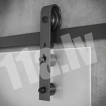 Sliding single-leaf glass door system for glass doors, up to 130 kg, length 2 meters, black, wall-mounted