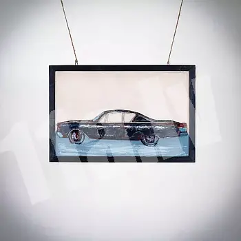 3D metāla sienas māksla &amp;amp;quot;Retro auto&amp;amp;quot;, izmēri 60x40cm