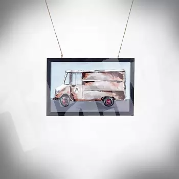 3D metalo menas, sienų apdaila, paveikslas - &amp;amp;quot;Pristatymo sunkvežimis A&amp;amp;quot;, matmenys 60x40cm