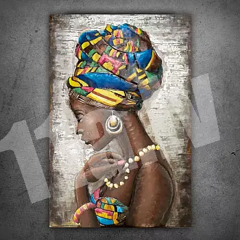 3D metalinės sienos kūrinys &amp;amp;quot;Afrikietės grožis&amp;amp;quot;, matmenys 120x70cm, svoris 10 kg