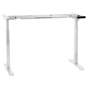 Metalinis stalo rėmas su elektra reguliuojamu aukščiu, dviem varikliais, baltos spalvos, aukštis 61,5-126,5 cm, ilgis 119-172 cm