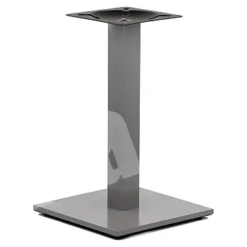 Central table leg made of steel, square base, aluminum gray color, base 45x45 cm, height 72 cm