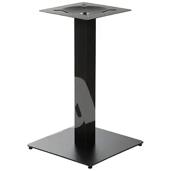 Central table leg made of metal, black color, base dimensions 45x45 cm