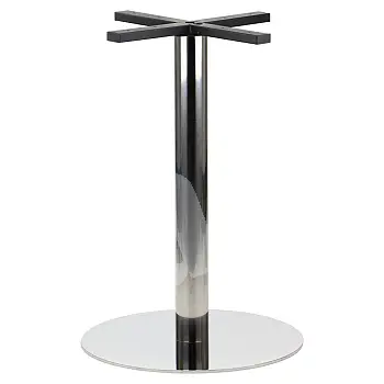 Nerūdijančio plieno centrinis stalo pagrindas, poliruotas, aukštis 72,5 cm, pagrindo kojos skersmuo 49,5 cm