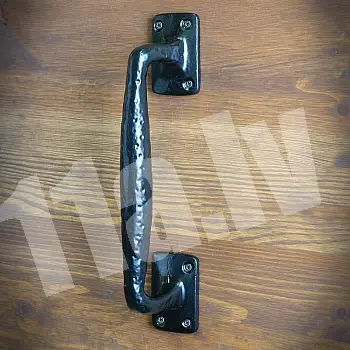 Retro-style solid cast iron door handle for sliding doors, black color, height 26.5 cm, weight 950 grams, set of 4 pieces