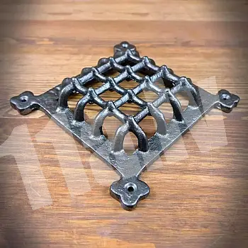 Medieval style ventilation grate made of cast iron, steel effect, size 16x16 cm, weight 630 grams, set of 4 pieces