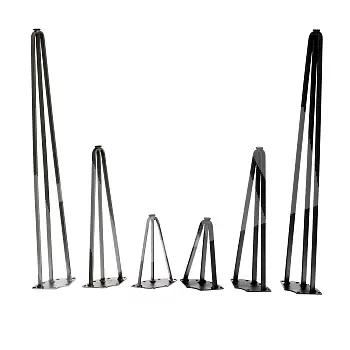 Decorative metal furniture legs made of 3 steel flat rods, black colour or with steel effect, height 20, 40 or 73 cm, set of 4 legs