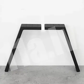 Low height metal table leg made made from steel, angle look, height 31 cm, black color, profile size 8x2 cm (set of 4 legs)