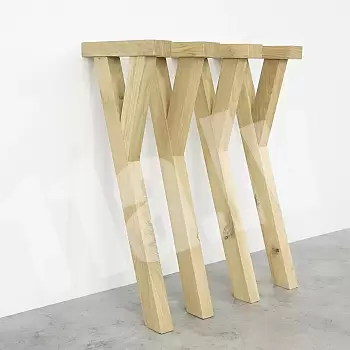 Neapstrādāta ozola masīvkoka galda kājas, Y-forma, augstums 74 cm, komplektā 4 gab.