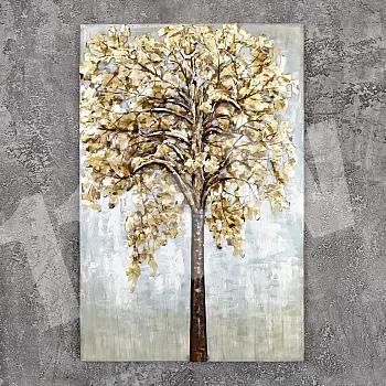 3D metallist seinadekoor &amp;amp;quot;Looduse vaikne tugevus&amp;amp;quot;, mõõdud 70x120 cm