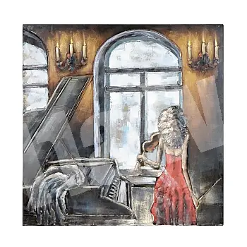 3D metal art - Woman with violin, dimensions 100x100 cm weight 7 kg