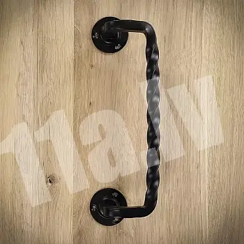 Black metal pull, handle for sliding doors, made of steel, lacquered, black color, height 29 cm, weight 640 grams, set of 2 pcs.