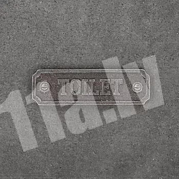 Informative rectangular shape cast iron sign Toilet, dimensions 3.2x11.5 cm, set of 10 pcs.