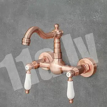 Sieninis žalvarinis maišytuvas, rožinio aukso spalvos, aukštis 17 cm, snapelio ilgis 15 cm