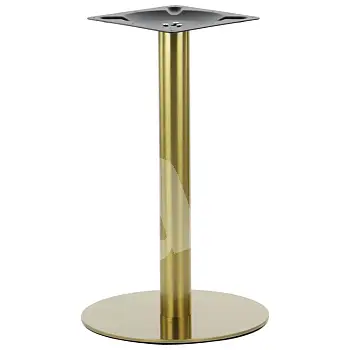 Central table leg made of stainless steel metal, gold color, height 72.5 cm, base diameter 45 cm