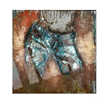 3D metāla mākslas darbs &amp;amp;quot;Blue Jeans&amp;amp;quot;, skats no priekšas, izmēri 100x100 cm