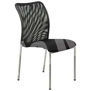 Conference chair in black color with chrome frame, breathable mesh back and upholstered seat, set of 14 chairs