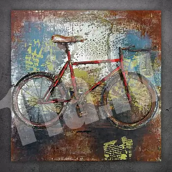 3D metal wall art, large image, Sports bicycle, dimensions 120x120 cm