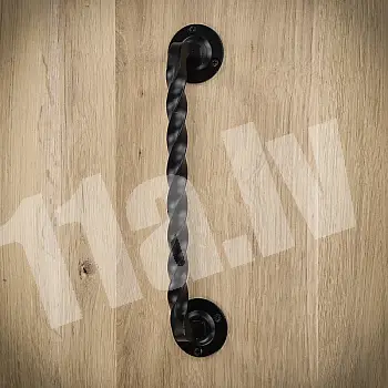 Twisted metal pull handle made of steel for sliding doors, black color, height 29 cm, weight 510 grams, set of 2 pcs.
