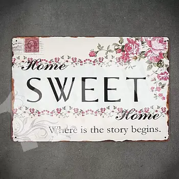 Decorative wall plaque, SWEET HOME FLOWERS, 30x20 cm