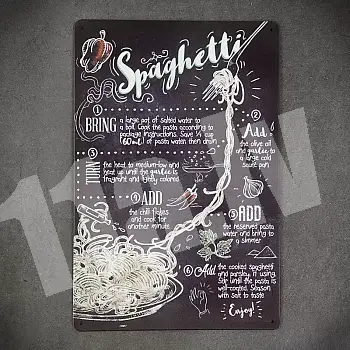 Dekoratiivne seinatahvel, SPAGETTI RETSEPT, 30x20 cm