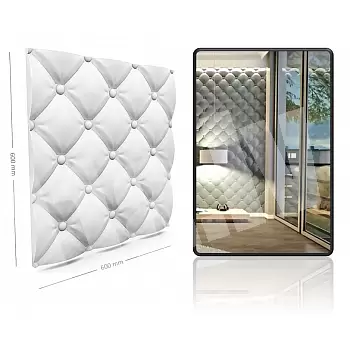 3D dekoratiivsed seinapolüstüreenpaneelid Puff, 60x60cm, valge värv, värvitav, komplektis 12 tk. (4,32 m2)