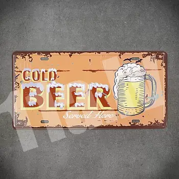 Decorative wall plaque, COLD BEER 1, 31x16 cm