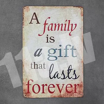 Dekoratīvā sienas plāksne, FAMILY IS A GIFT, 30x20 cm