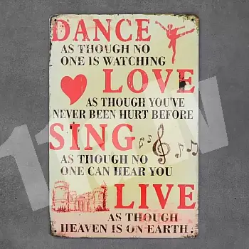 Decorative wall plaque, DANCE LOVE SING, 30x20 cm