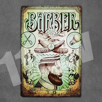 Decorative wall plaque, BARBER, 30x20 cm