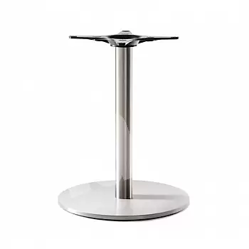 Round central stainless steel table leg, for table tops up to 120 cm, polished or matte