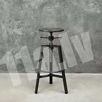 Laukinių vakarų stiliaus reguliuojama baro kėdė, plienas-mediena, aukštis 650-950mm