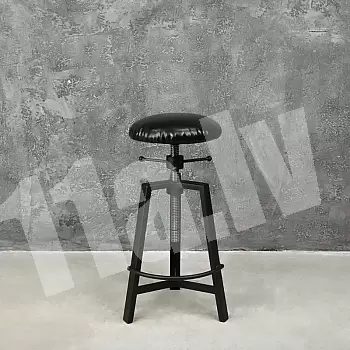 Upholstered adjustable stool, material steel-wood, variable height 57-80 cm