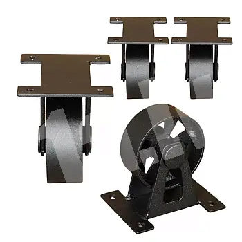 Metāla mēbeļu ritentiņi ar kopējo augstumu 100 mm, riteņa diametrs 7,5 cm, komplektā 4 gab.