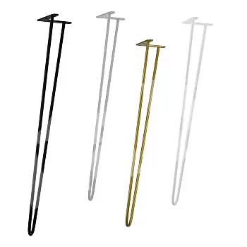 Dekoratyvinės metalinės stalo kojos Ø12 bar, 95 cm aukštis - 4 kojų rinkinys, juodos, baltos, pilkos arba auksinės spalvos