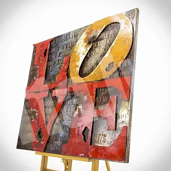3D metal wall art, metal painting “Industrial love: textured affections”, dimensions 85x85 cm