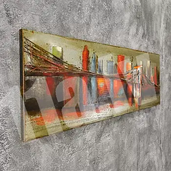 3D metal wall artwork, wall decor Brooklyn Bridge, dimensions 180x56 cm