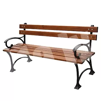 Cast iron bench Grace for parks and gardens with armrests, impregnated alder boards, length 150 cm, 45 kg