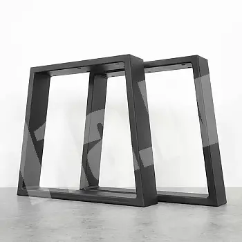 Trapezium-shaped metal table leg made of steel, height 45 cm, width 40 cm, 2 pieces in the set