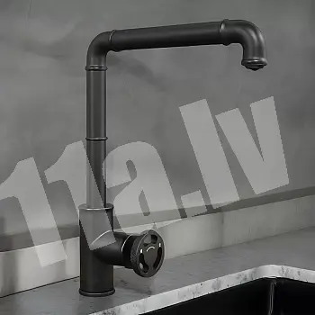 A stylish standing brass faucet with one knob for regulating the flow and temperature of the water, height of 33 cm