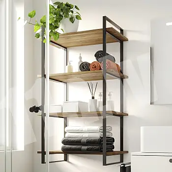Melns tērauda rāmis moduļu sienas skapim ar atvērtiem plauktiem, augstums 115 cm, komplektā 2 gab.