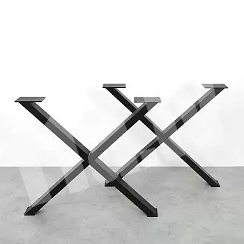 Tugev, stiilne ja minimalistlik X-kujuline metallist lauajalg terasest, must värv, kõrgus 71 cm, laius 82 cm, komplektis 2 tk.