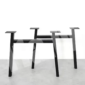 Steel table legs H-shape, black color, height 71 cm, width 82 cm, set of 2 pcs