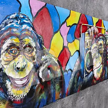 3D metallikunst, Mängulised ahvid, 180x56cm