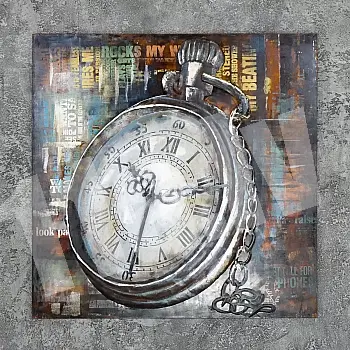 3D metallikunst, vana kell, 100x100 cm