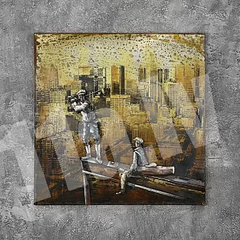 3D metallimaaling, golf kõrgusega, 100x100cm