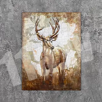 3D metal painting, deer, 100x75cm