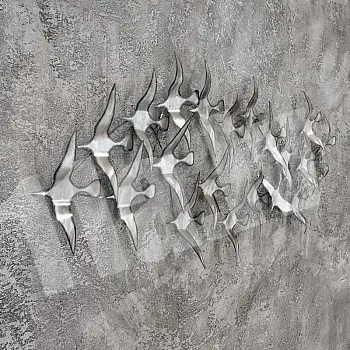 3D metāla sienas dekors, putnu bars, 58x132cm