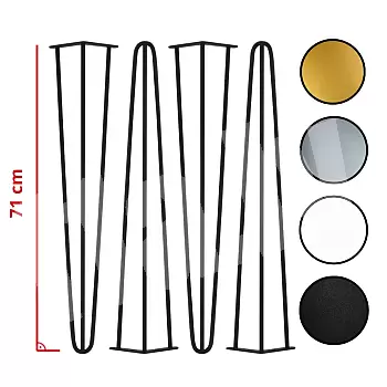 Decorative hairpin metal legs - Ø10 bar, 71 cm height - set of four legs