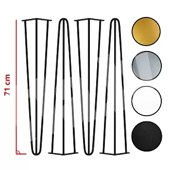 Dekoratyvinės plaukų segtuko metalinės kojelės - strypo skersmuo Ø10 mm, aukštis 71 cm - keturių kojų rinkinys